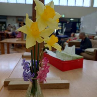 中庭に咲いたお花を
ご利用者の皆様へお裾分け♡

テーブルが一瞬で華やかになりますね！

#特養 #ショートステイ #社会福祉法人#介護福祉士#癒しのお花